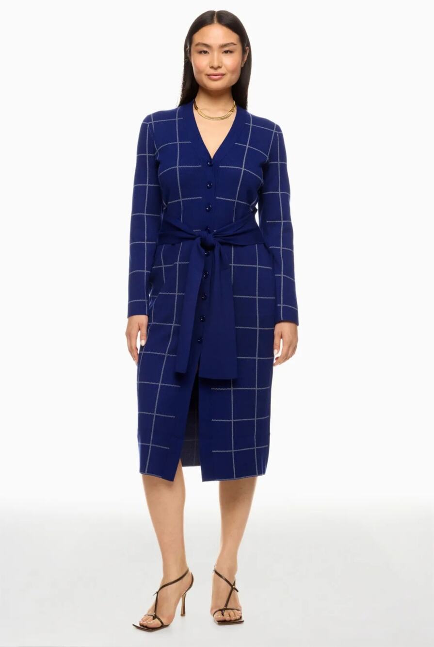 Toccin Windowpane Cardigan Dress Women Size XL